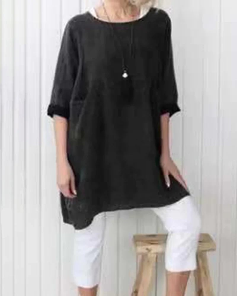 And Mid-Sleeve Plus Size Blouse Mini Dress