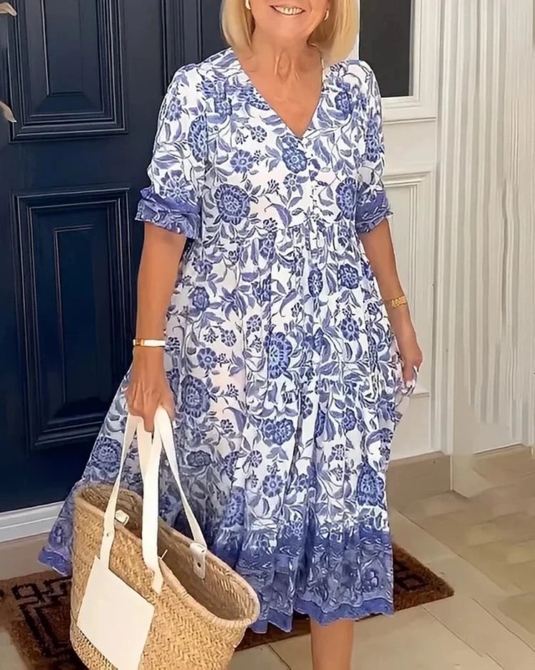 e???Early Mother's Day Sale - 48% OFFe???V-neck Bohemian Dress(Buy 2 Free shipping)
