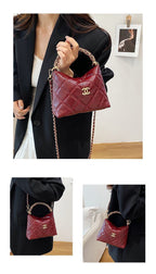 Quilted Chain Cloud Bag - Adjustable Strap Textured Crossbody