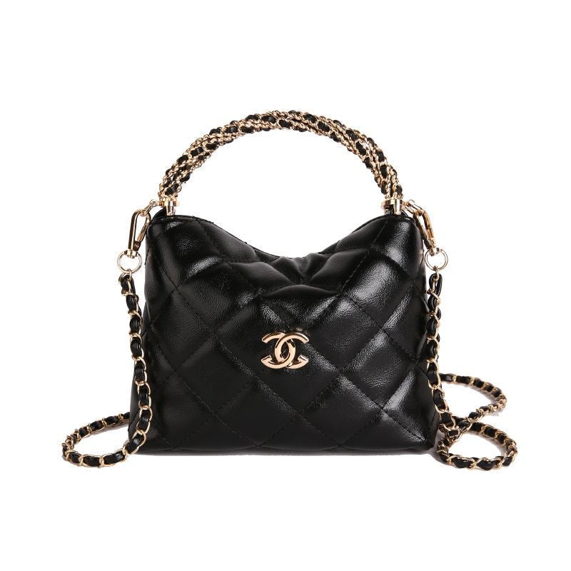 Quilted Chain Cloud Bag - Adjustable Strap Textured Crossbody