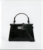 Crocodile-Print Light Luxury Kelly Bag