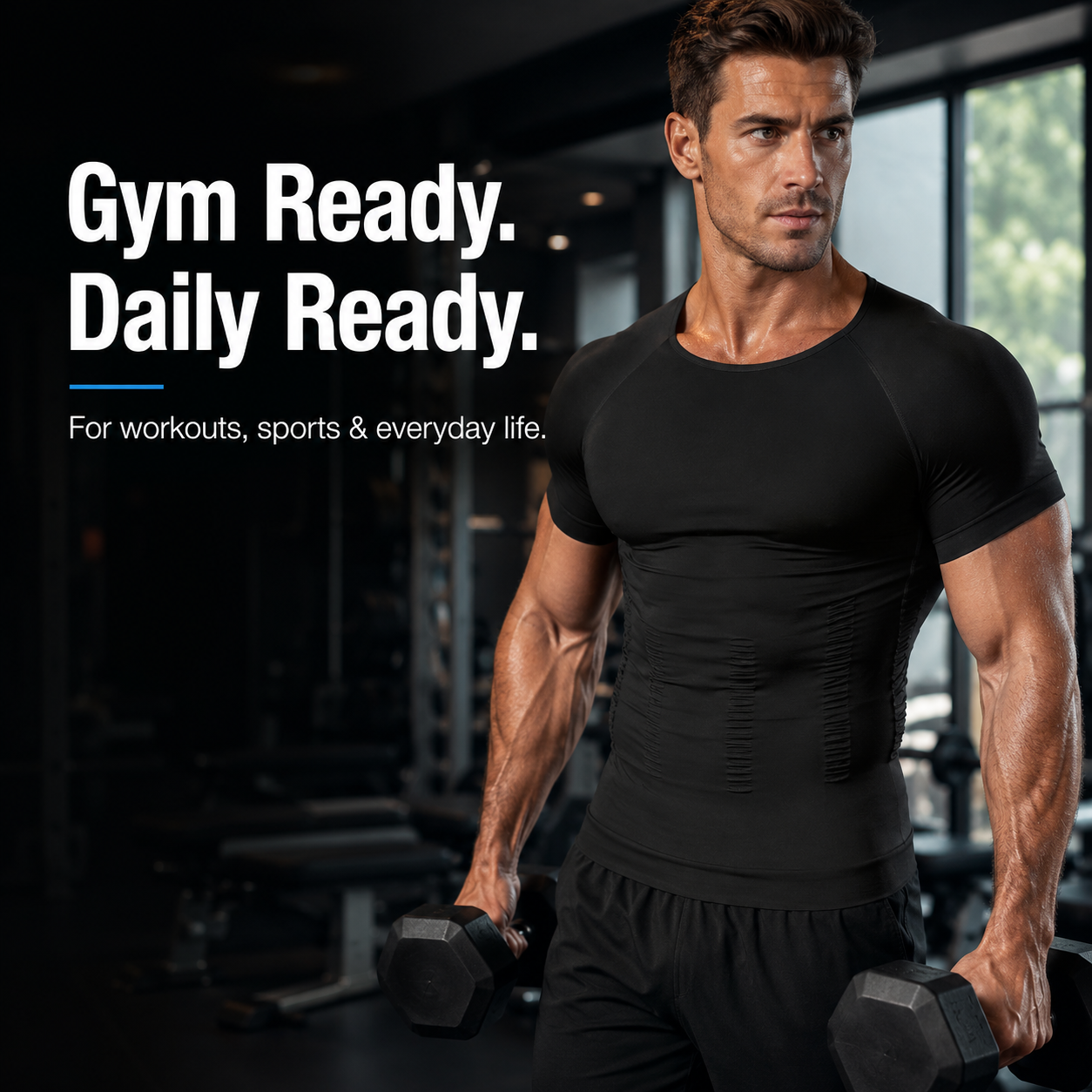 Men’s Compression Shaping Shirt – Short Sleeve Slim Fit Top