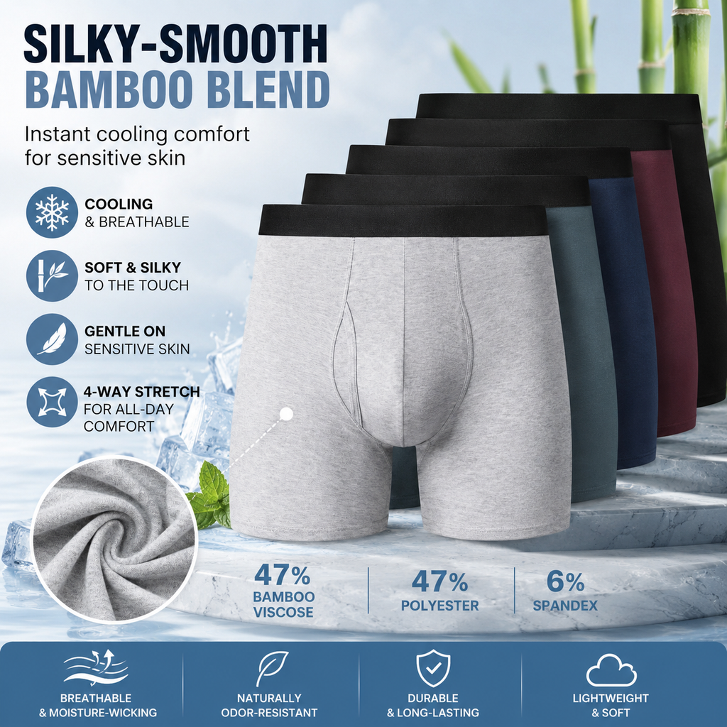 Men's Bamboo-Blend Boxer Briefs with Fly 🩲✨