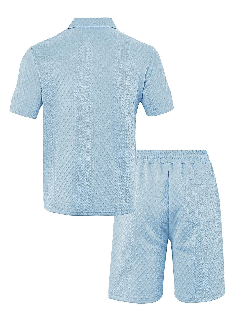 Men's Solid Polo Shirt & Drawstring Shorts Two-Piece Set