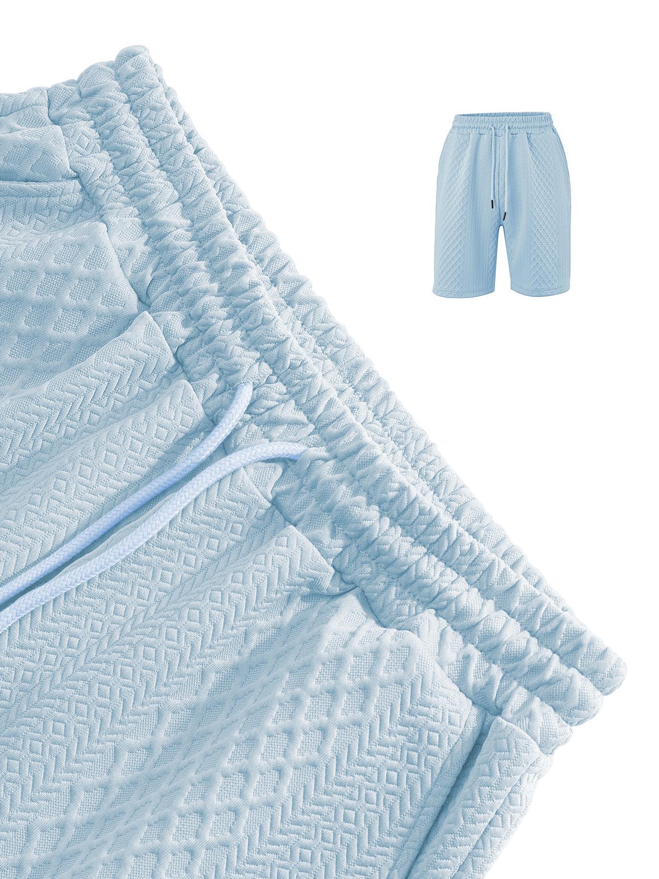 Men's Solid Polo Shirt & Drawstring Shorts Two-Piece Set