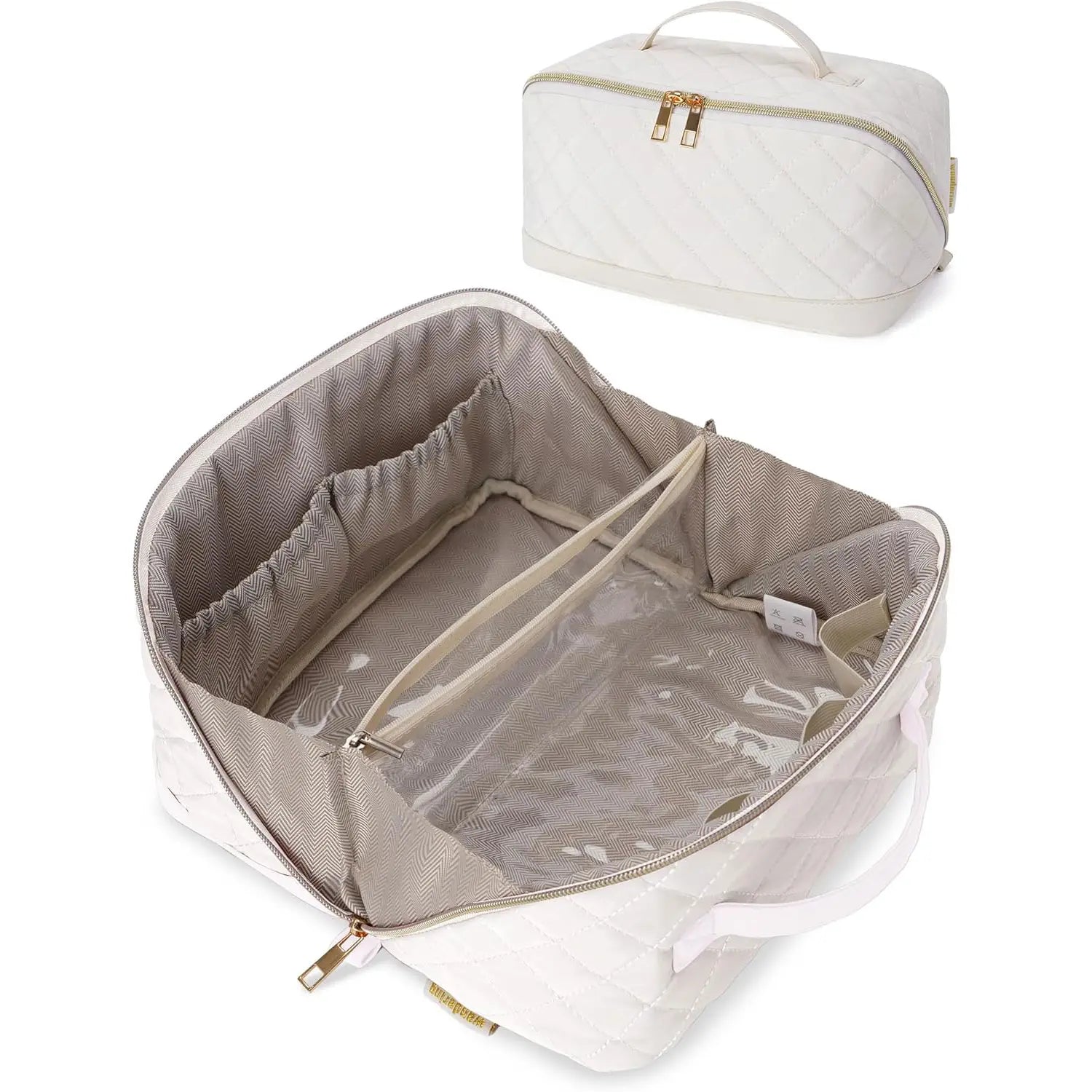 Quilted Lay-Flat Travel Makeup Bag