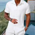 Men's Solid Textured Shirt & Shorts 2-Piece Set ☀️🌴