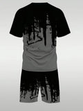 Men's Bold King Pattern T-Shirt & Shorts 2-Piece Set 👑☀️