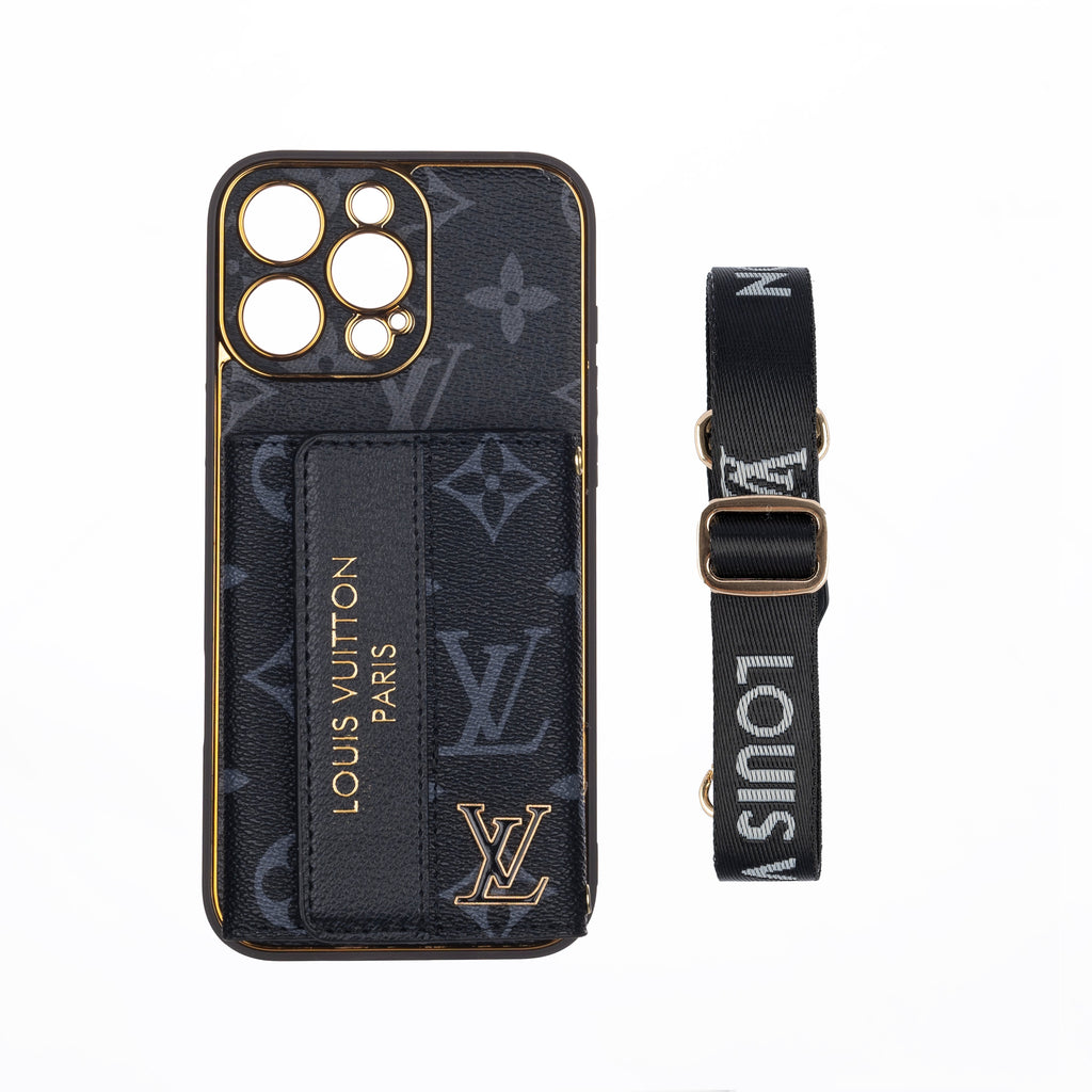 Luxury Advanced Leather iPhone Case with Card Holder & Strap