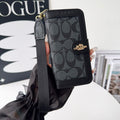 CO Luxury Pattern Wallet iPhone Case with Card Holder and Strap