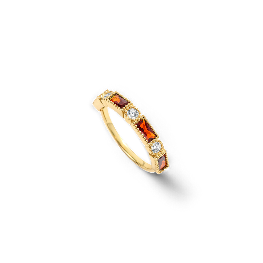 Personalized Round and Baguette Birthstone Ring