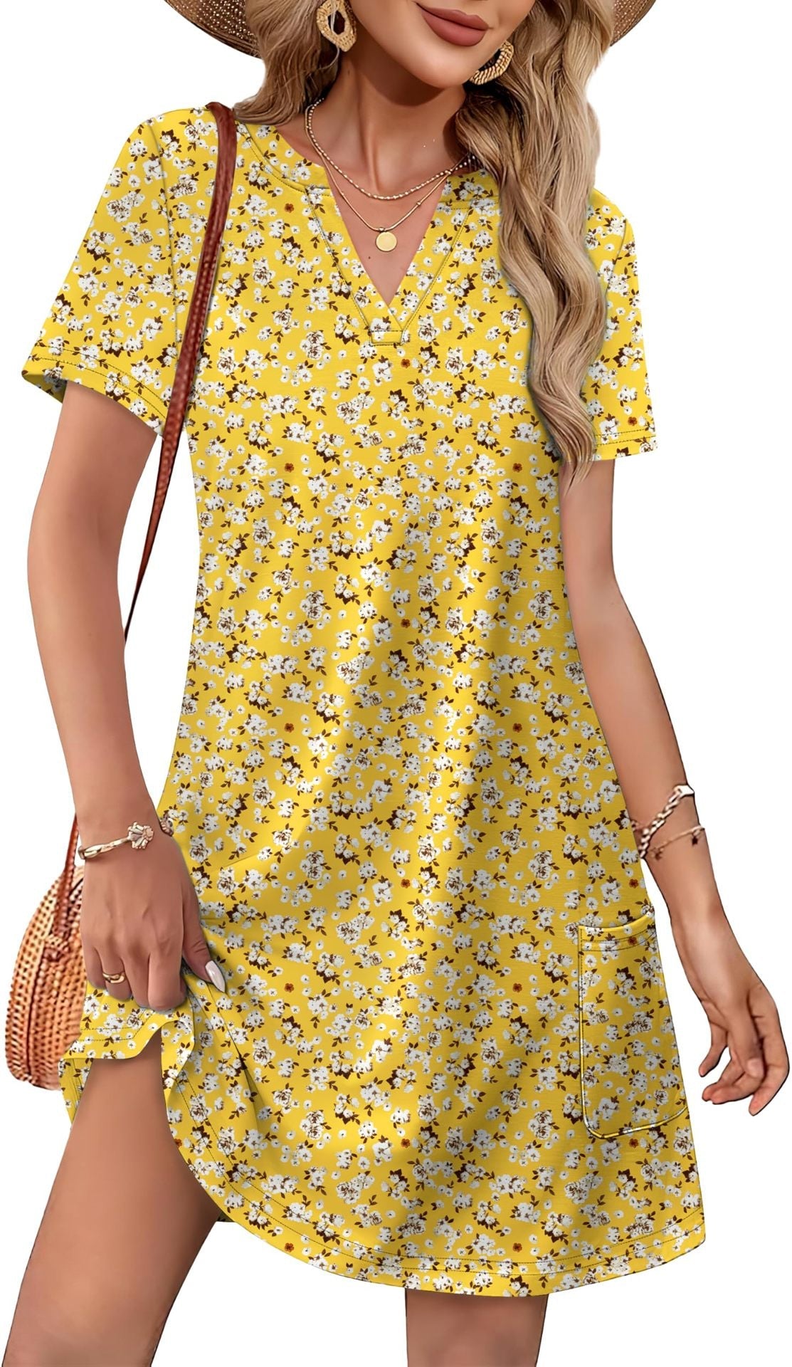 Casual V-Neck Summer Vacation Dress e???a?¨