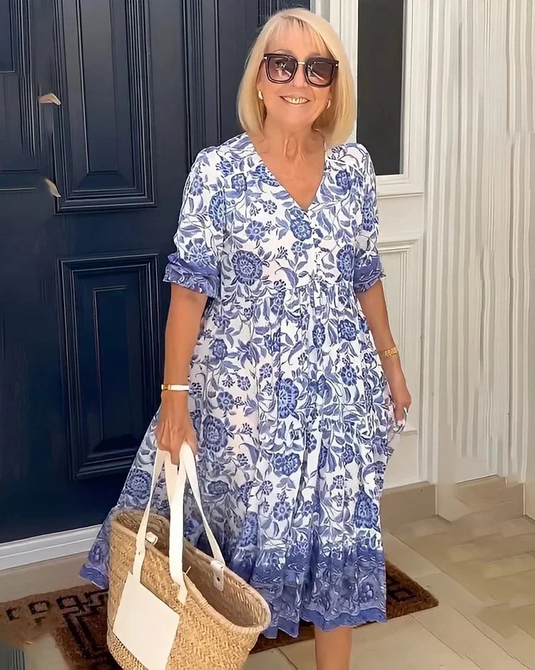 e???Early Mother's Day Sale - 48% OFFe???V-neck Bohemian Dress(Buy 2 Free shipping)