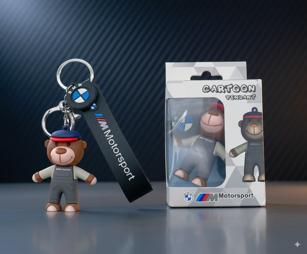 Cute Cartoon Bear Silicone Keychain Set