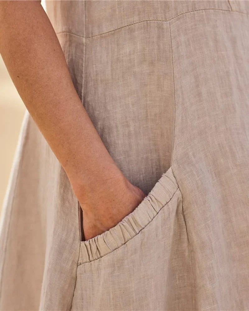 Casual Solid Dress Sleeveless Sun Dresses with Pocket